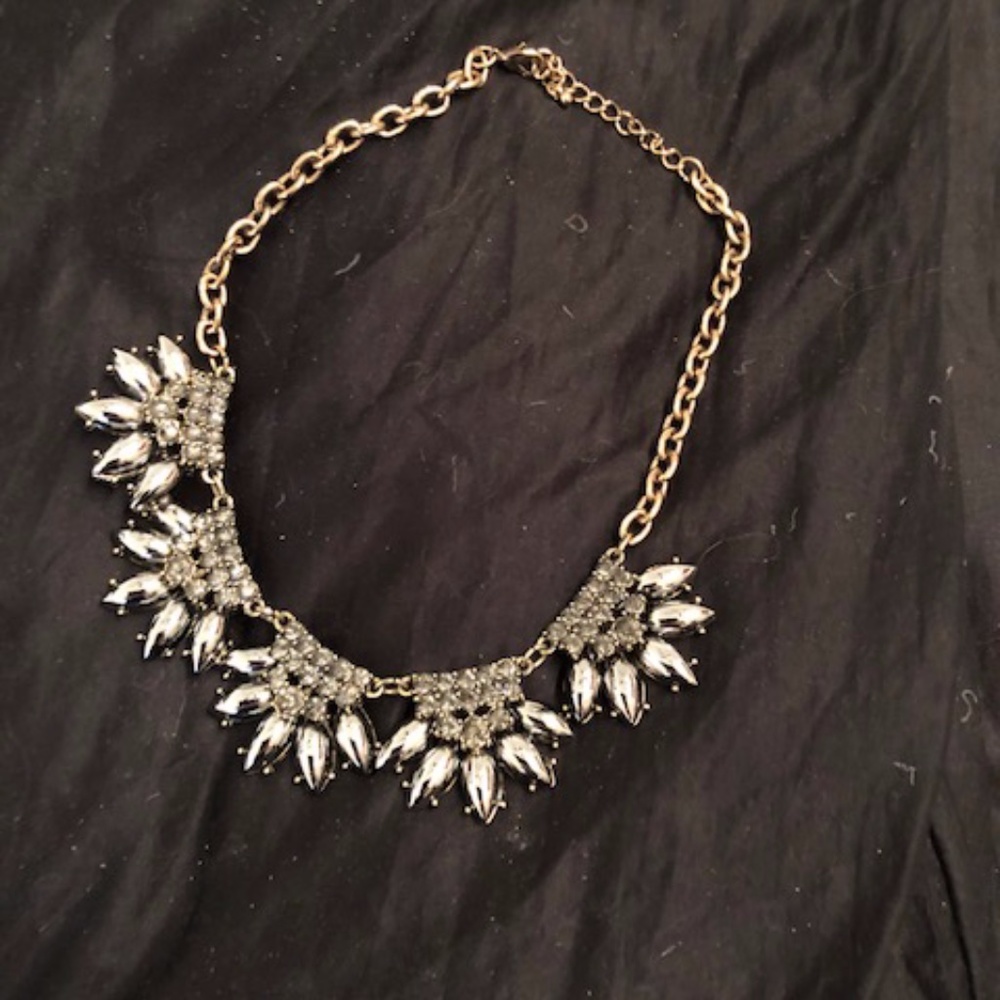 GOLD AND SILVER TONE CHOKER WITH RHINESTONES
